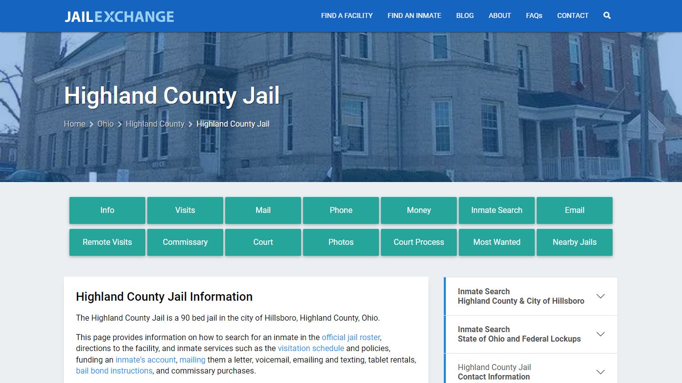 Highland County Jail, OH Inmate Search, Information