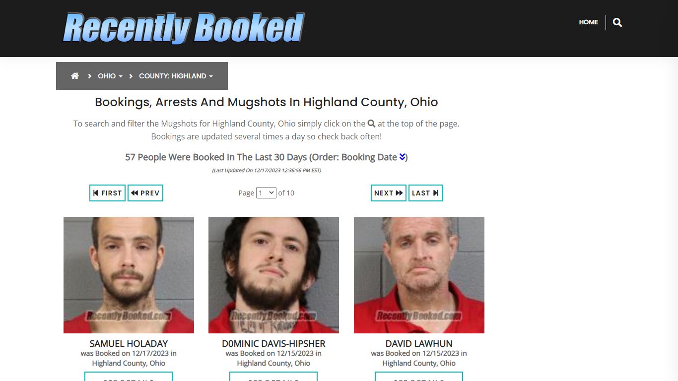 Recent bookings, Arrests, Mugshots in Highland County, Ohio